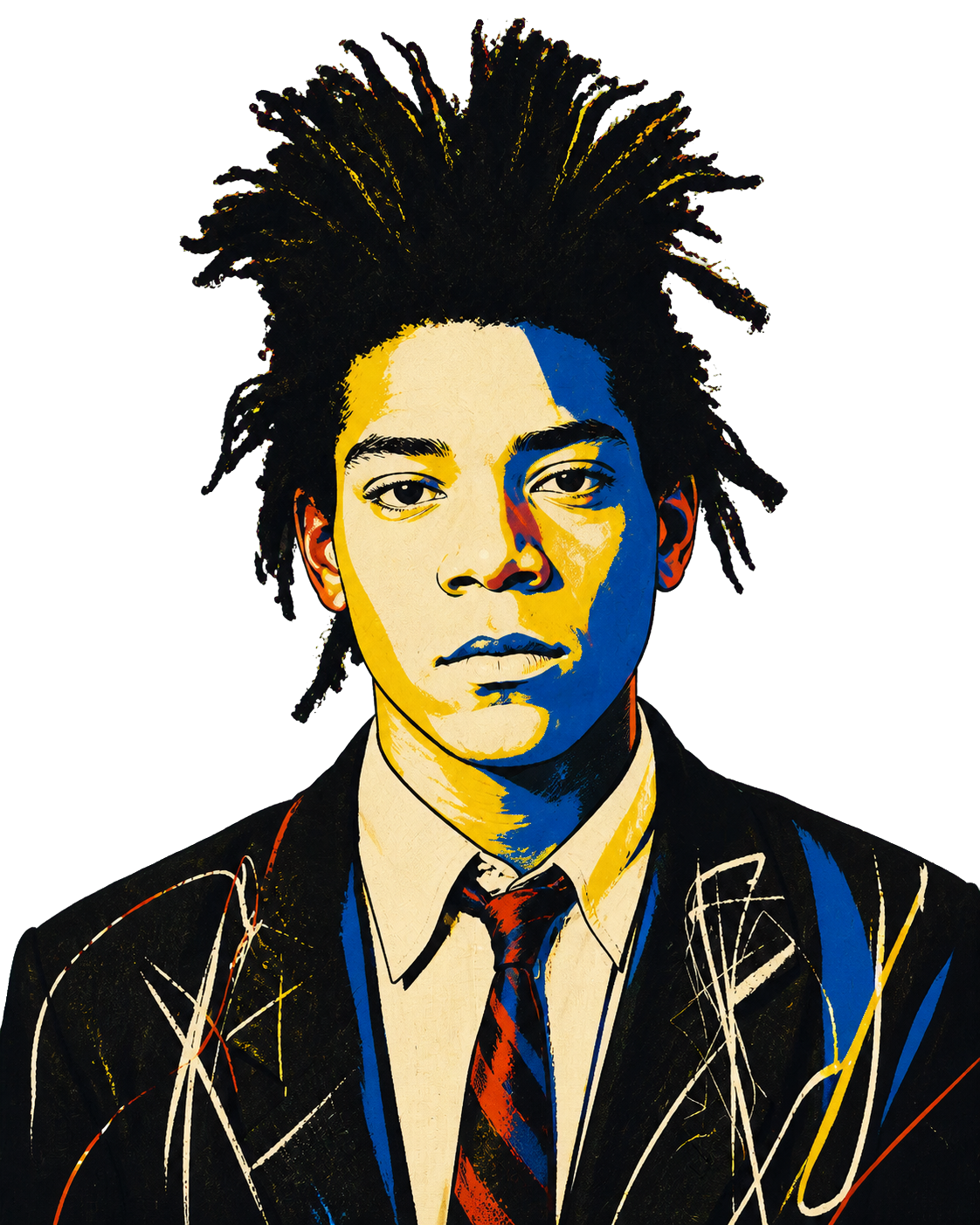 Retrato ilustrado de Jean-Michel Basquiat