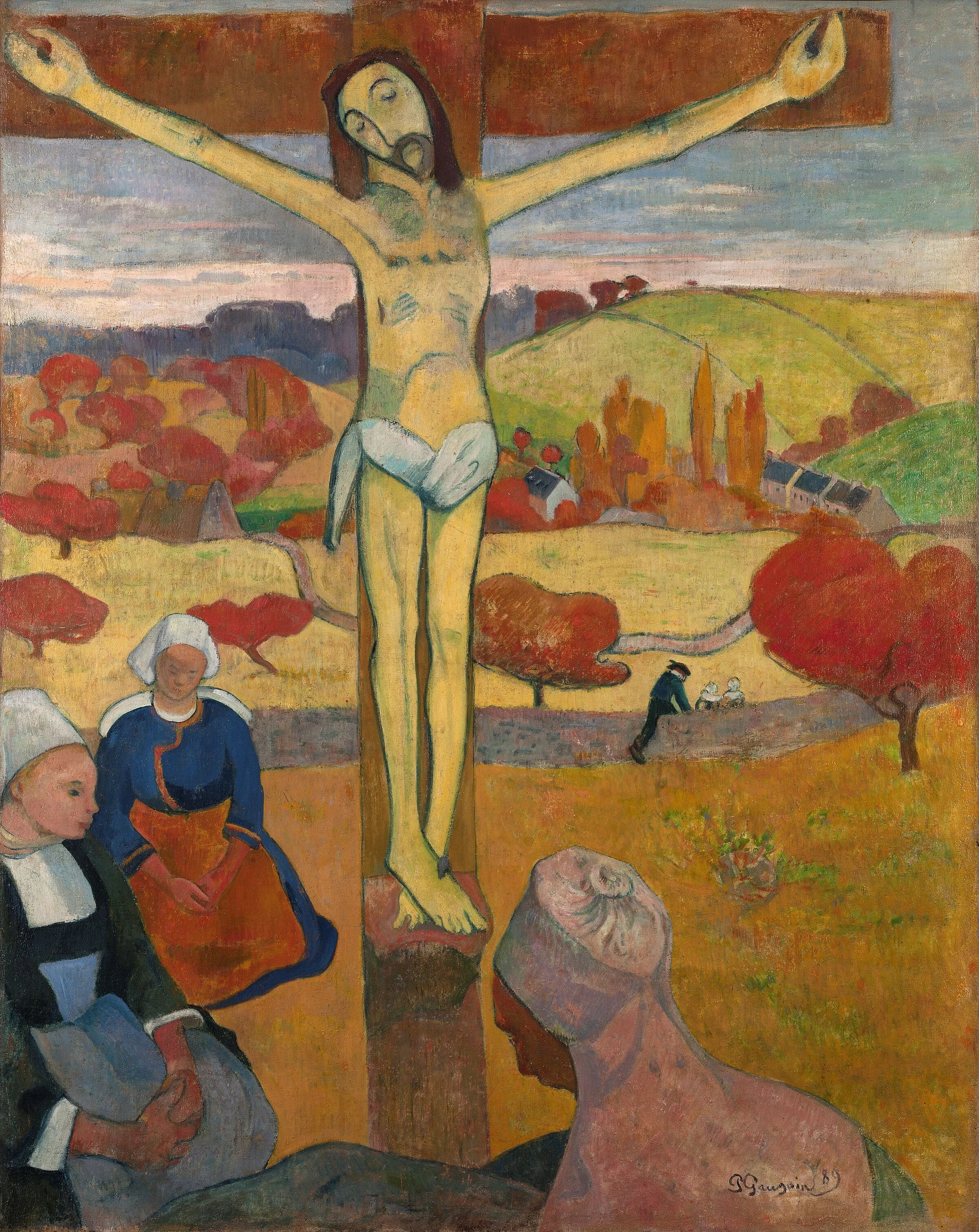 El Cristo amarillo de Paul Gauguin, crucifixión de color amarillo intenso rodeada por mujeres bretonas.